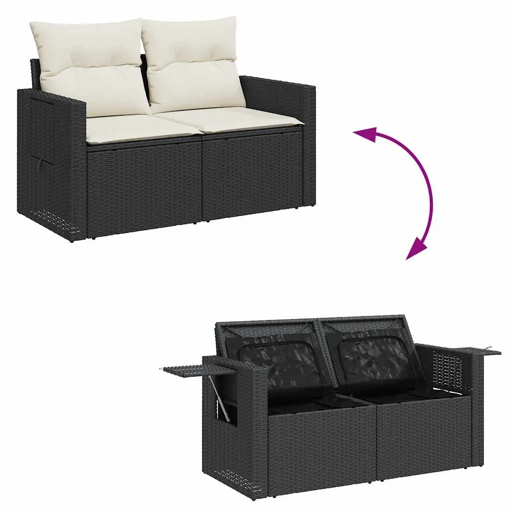 4-Piece Black Modular Garden Sofa Set for Outdoor Spaces