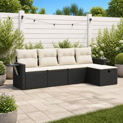 Premium 5 Piece Modular Garden Sofa Set in Black