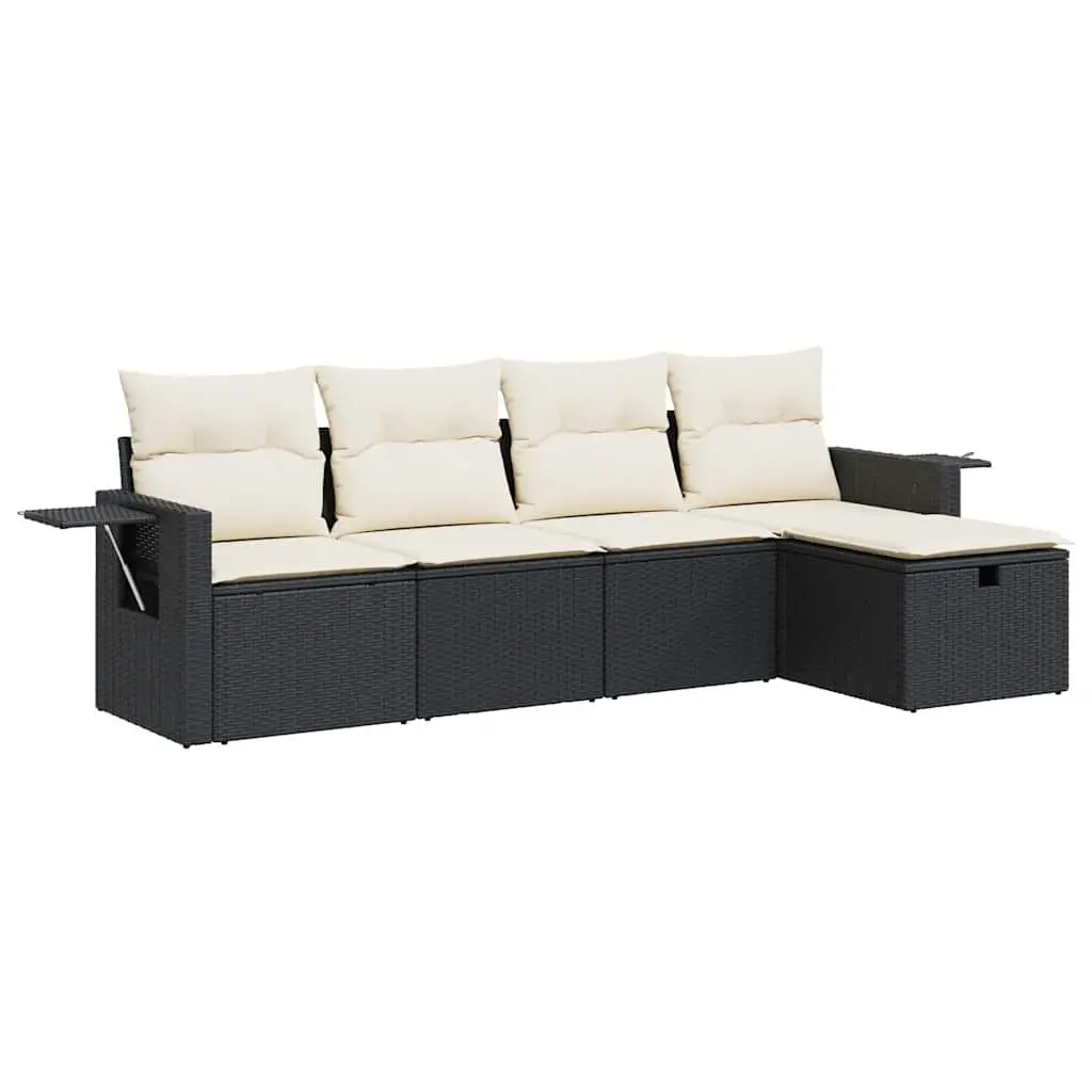 5 Piece Modular Garden Sofa Set in Black