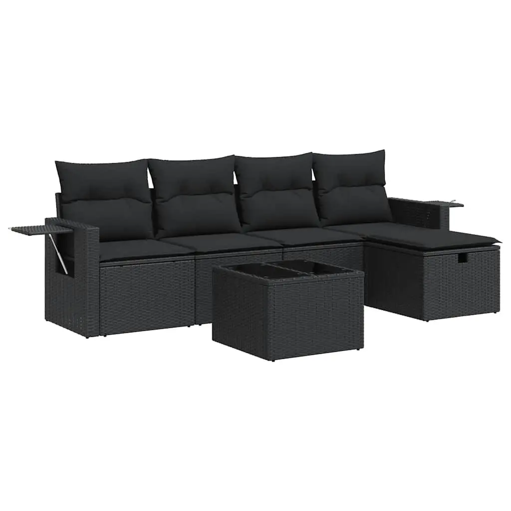 6-Piece Modular Garden Sofa Set in Black