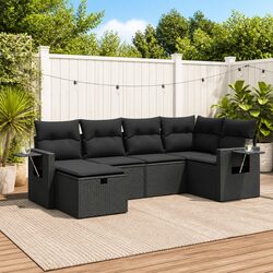 High-Quality 6 Piece Black Garden Sofa Set