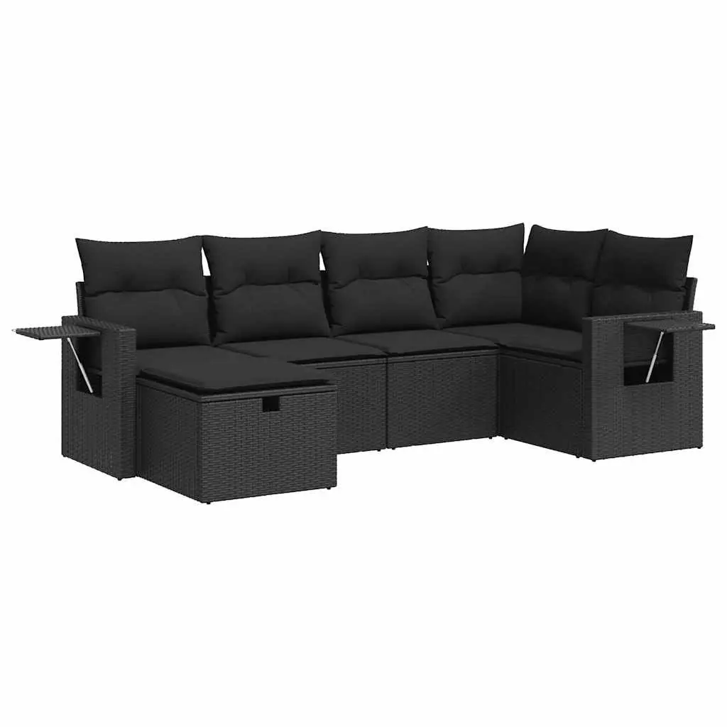 6 Piece Black Garden Sofa Set
