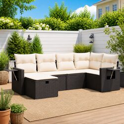 Durable 6 Piece Garden Sofa Set with Storage Cushions
