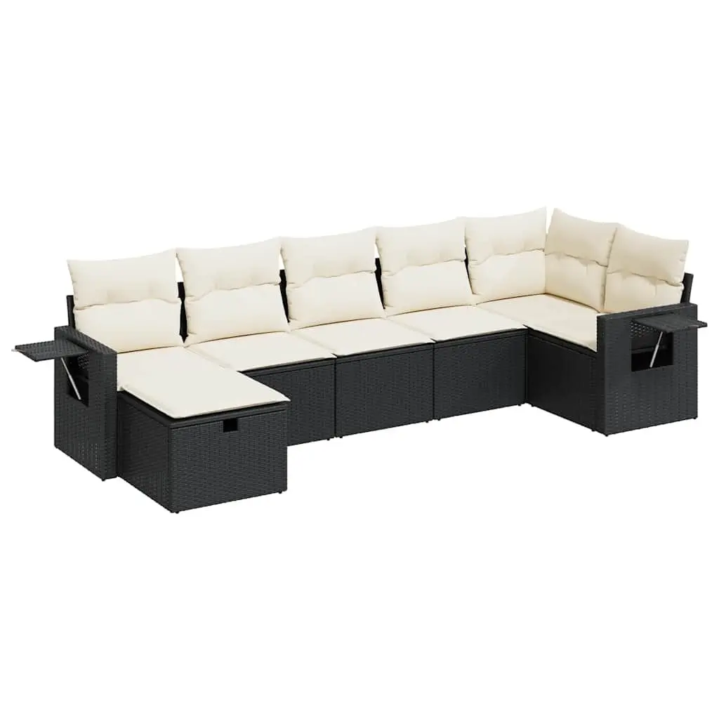 7 Piece Black Modular Garden Sofa Set