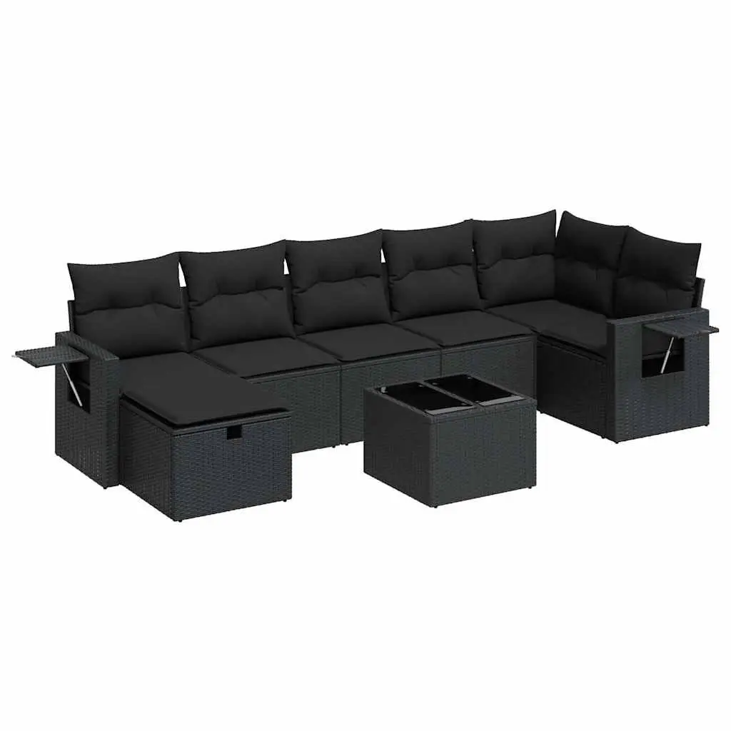 8 Piece Black Modular Garden Sofa Set