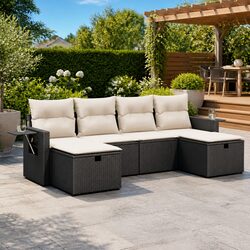 Stylish Black 6-Piece Garden Sofa Set for Outdoors