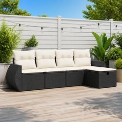 Durable 5-Piece Garden Sofa Set with Cushions and Storage