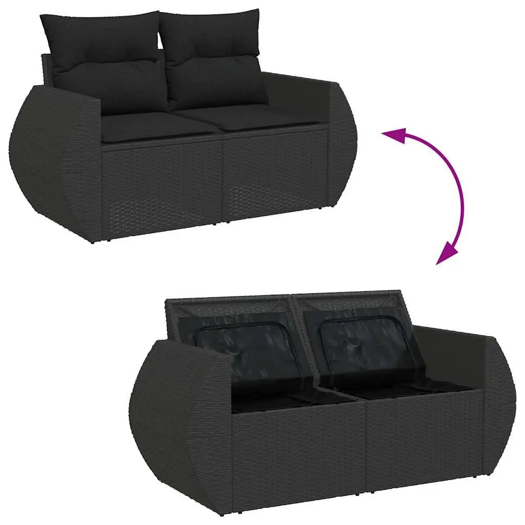 6 Piece Black Poly Rattan Modular Garden Sofa Set
