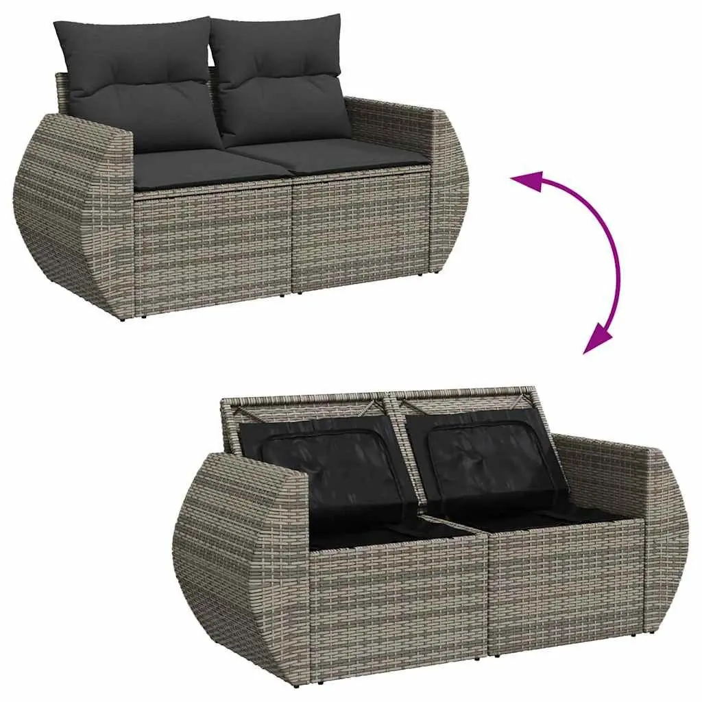 6 Piece Grey Poly Rattan Garden Sofa Set