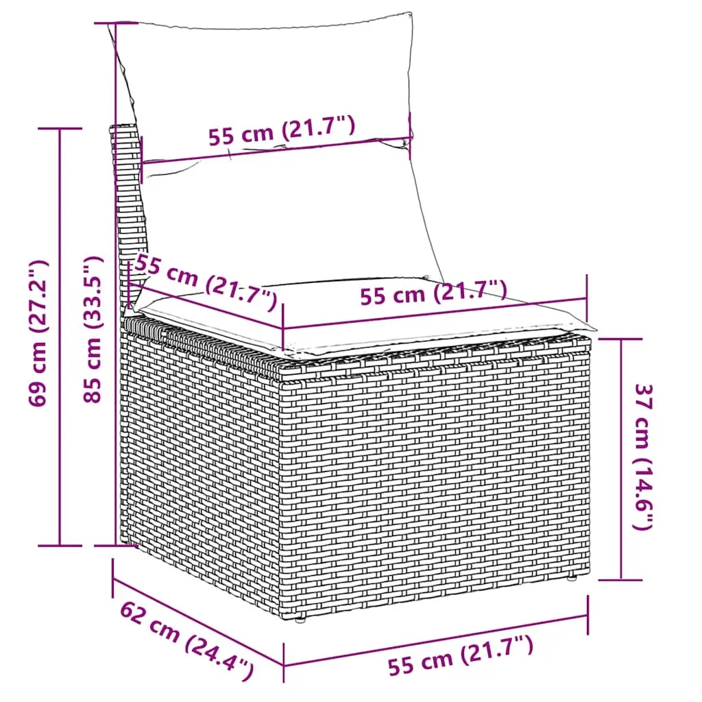 Black Modular Garden Sofa Set 6 Piece Outdoor Lounge