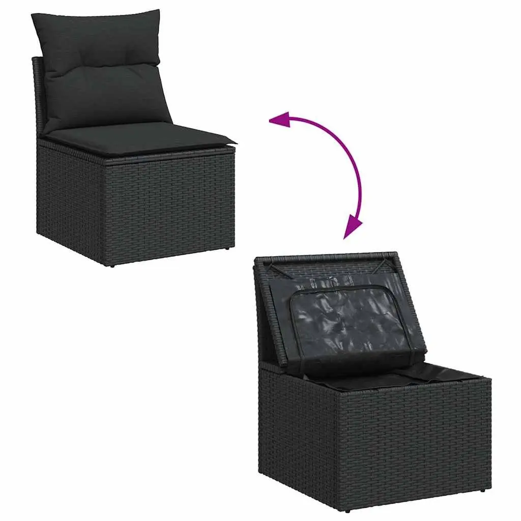 Black Modular Garden Sofa Set 6 Piece Outdoor Lounge