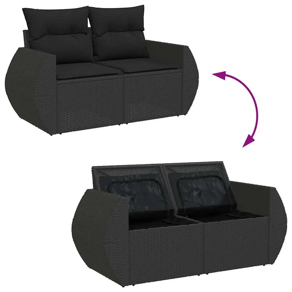 Black Poly Rattan 9 Piece Garden Sofa Set