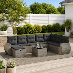 Durable 9-Piece Outdoor Garden Sofa Set in Grey