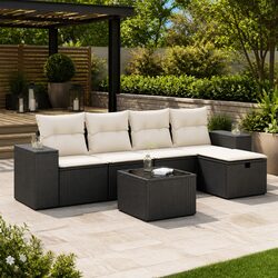 Premium 6-Piece Outdoor Modular Garden Sofa Set in Black