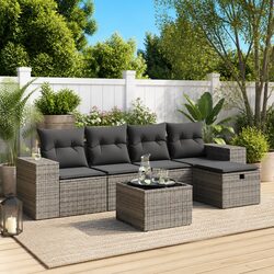 Durable 6 Piece Modular Garden Sofa Set in Grey
