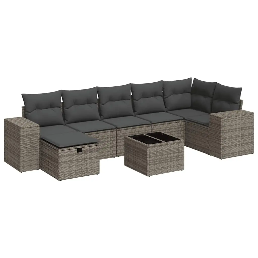 8 Piece Grey Outdoor Garden Sofa Set with Storage