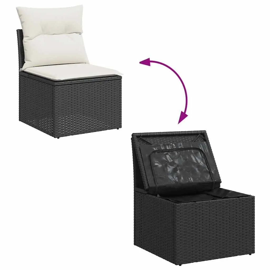 Garden Sofa Set PE Rattan 6 Piece Modular Outdoor Furniture Black