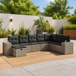 Stylish 8 Piece Grey Modular Garden Sofa Set
