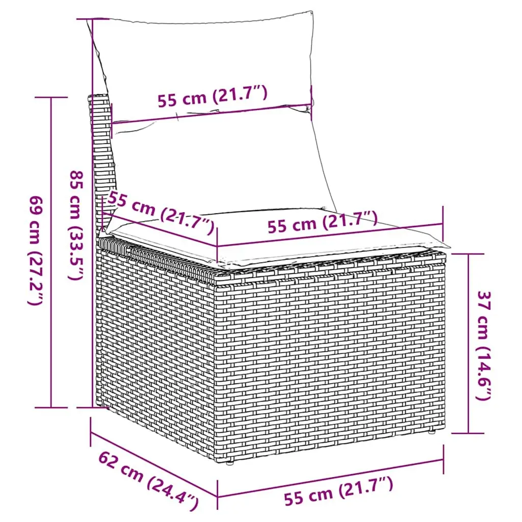 Garden Sofa Set PE Rattan 7 Piece Modular Outdoor Furniture Grey