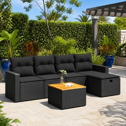 Premium 6-Piece Outdoor Garden Sofa Set in Black