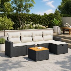 Premium 6-Piece Black Modular Garden Sofa Set