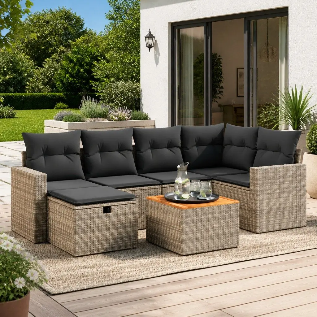 7 Piece Garden Sofa Set in Grey
