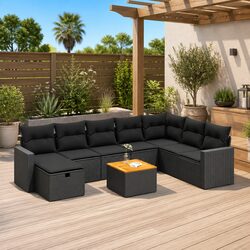 Durable 9 Piece Outdoor Garden Sofa Set with Storage