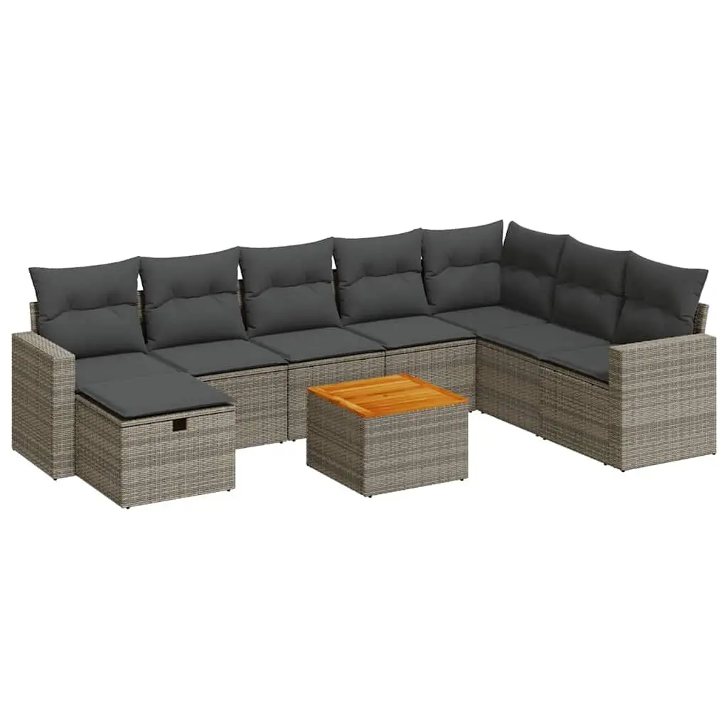 9 Piece Grey Outdoor Patio Sectional Sofa Set