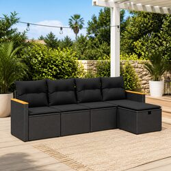 Durable Black Garden Sofa Set for Outdoor Spaces