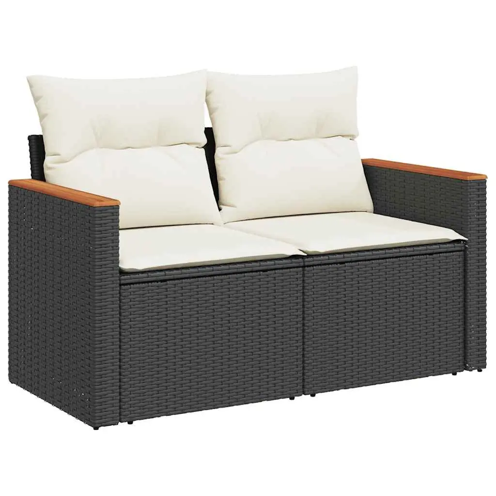 5 Piece Black Poly Rattan Garden Sofa Set