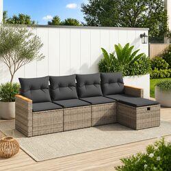 Durable 5 Piece Grey Garden Sofa Set for Outdoor Relaxation