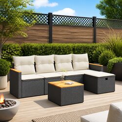 Premium 6 Piece Outdoor Garden Sofa Set with Storage