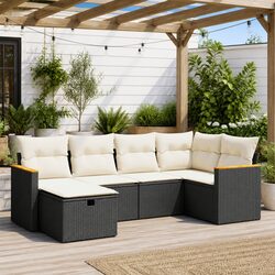 Premium 6-Piece Black Rattan Outdoor Sofa Set