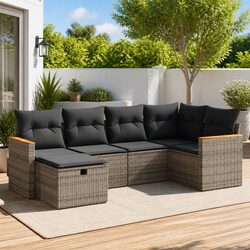 Durable 6-Piece Grey Modular Garden Sofa Set