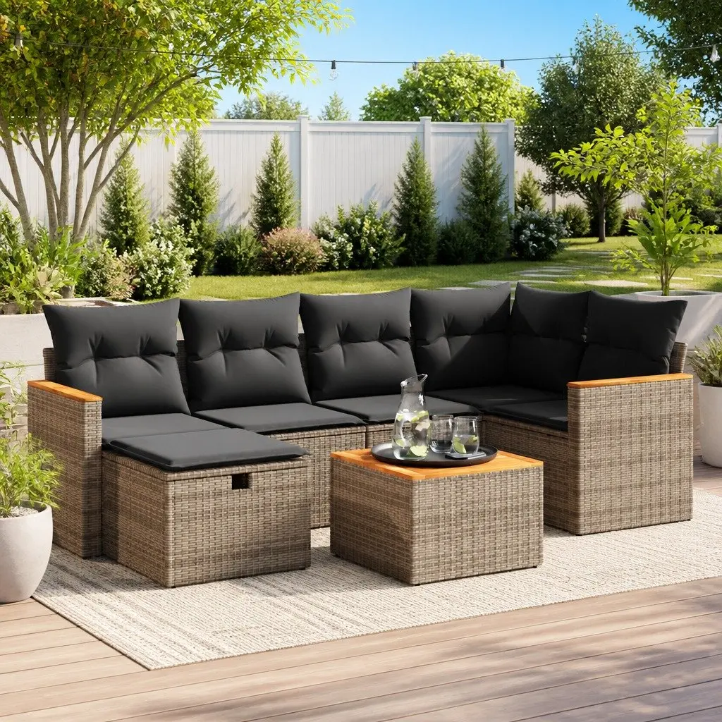 7 Piece Modular Garden Sofa Set with Cushions