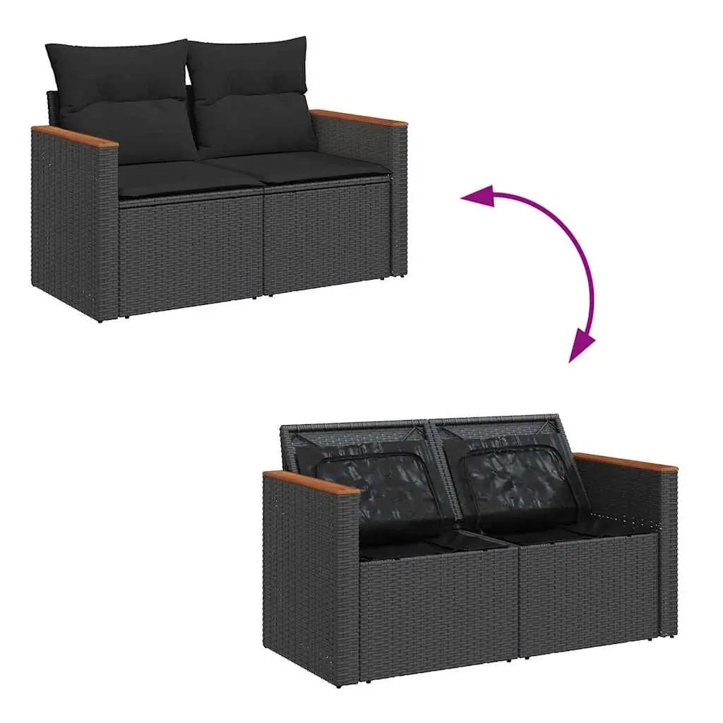 7 Piece Garden Sofa Set PE Rattan Modular Outdoor Furniture Black