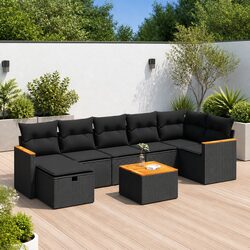 Premium 8-Piece Modular Garden Sofa Set in Black