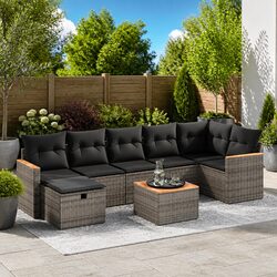 8-Piece Grey Modular Garden Sofa Set for Outdoor Spaces