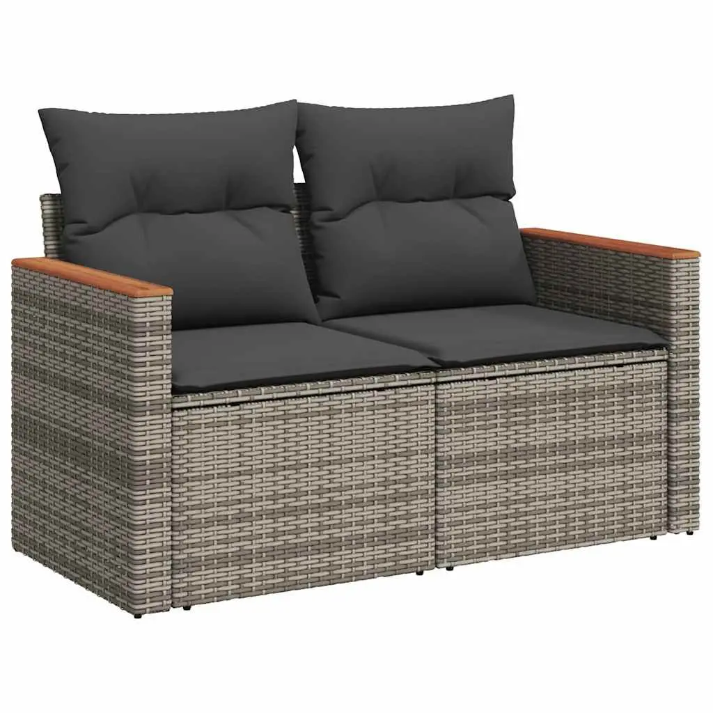 Garden Sofa Set PE Rattan 8 Piece Modular Outdoor Furniture Grey Patio Lounge