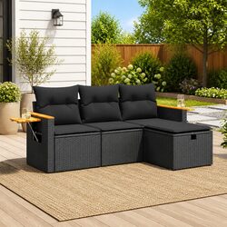 Premium Black Modular Garden Sofa Set 4-Piece