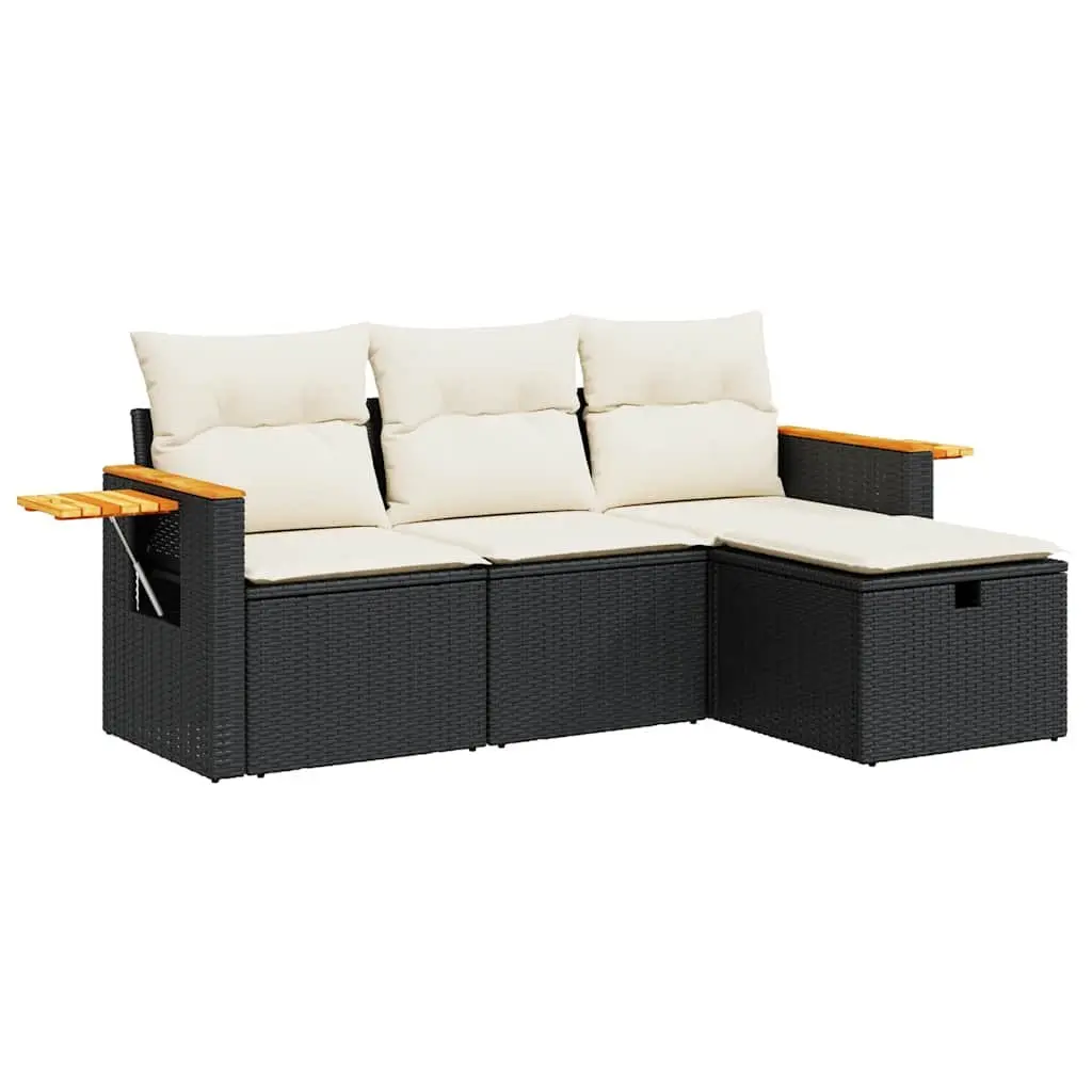 Black Garden Sofa Set with Cushions & Storage