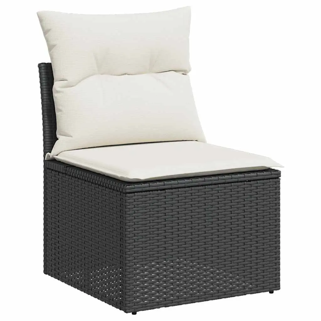 Black Garden Sofa Set with Cushions & Storage