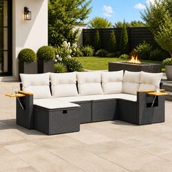 Durable 6 Piece Garden Sofa Set with Storage Cushions