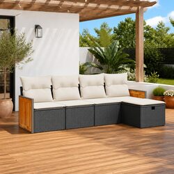 Premium 5-Piece Garden Sofa Set with Storage Cushions