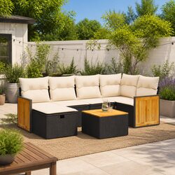 7 Piece Outdoor Garden Sofa Set with Cushions