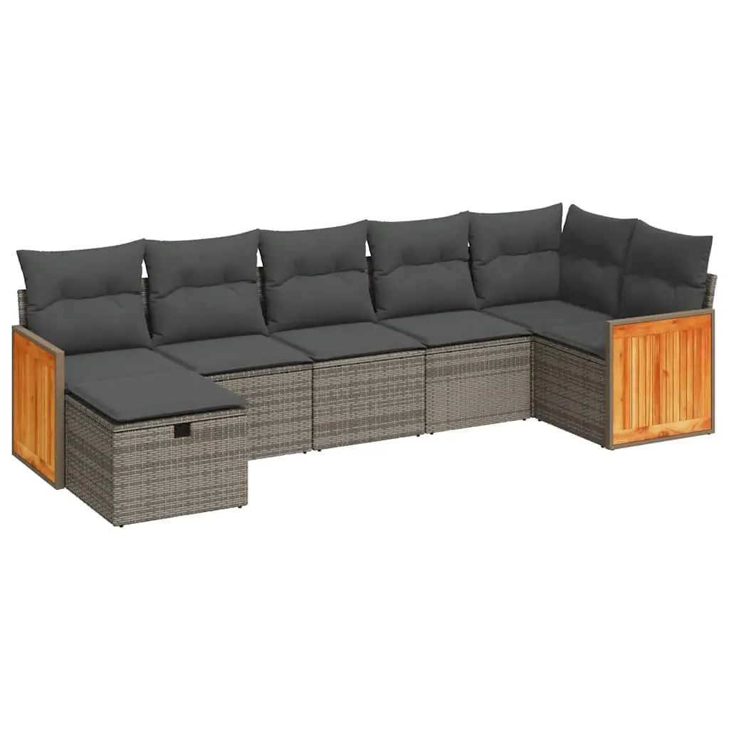 Grey 7 Piece Outdoor Sofa Set with Cushions