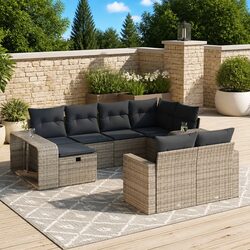 10-Piece Grey Garden Sofa Set for Outdoor Living