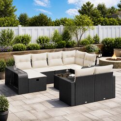 Premium 11 Piece Black Poly Rattan Garden Sofa Set
