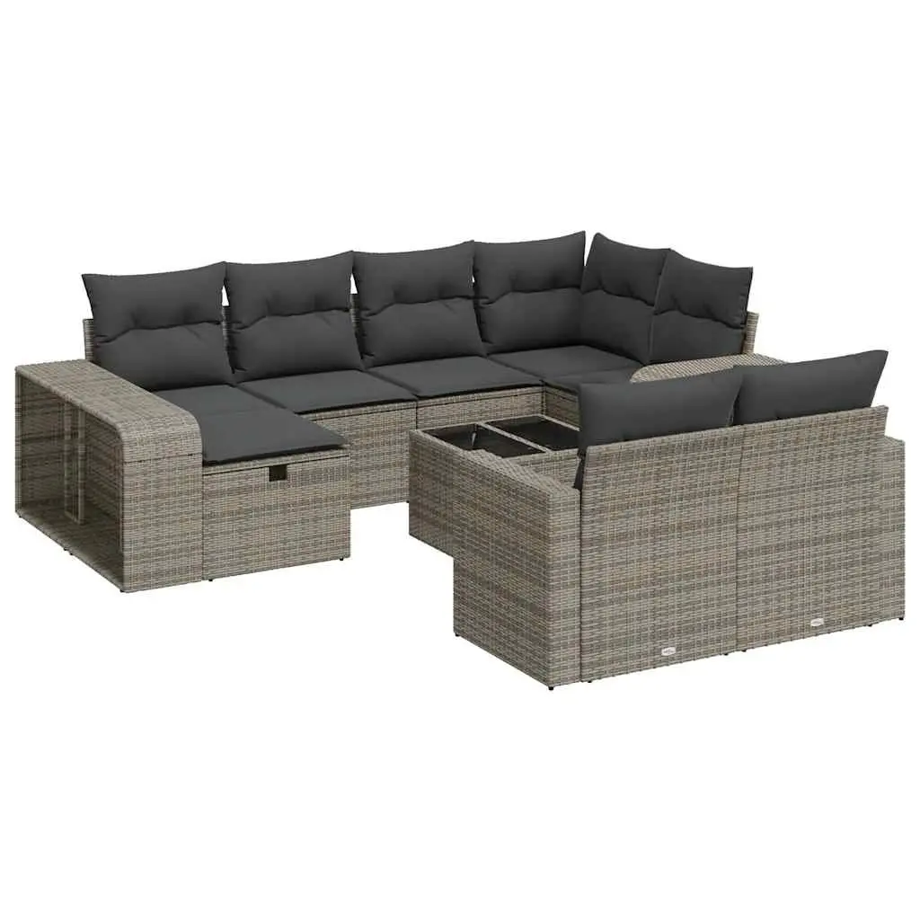Garden Sofa Set PE Rattan 11 Piece Grey Outdoor Furniture Patio Lounge