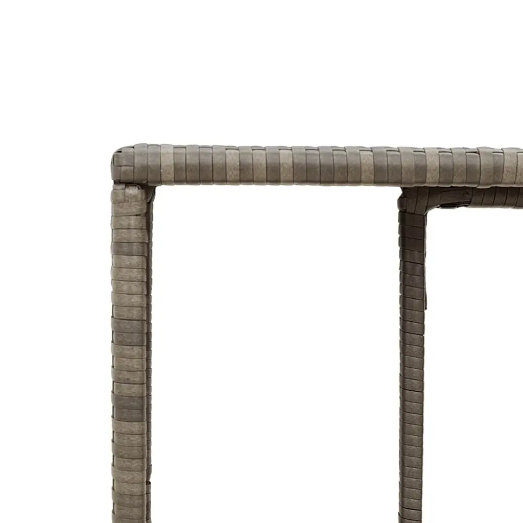 11 Piece Garden Sofa Set Grey PE Rattan Outdoor Furniture with Acacia Wood Table Top and Powder Coated Steel Frame